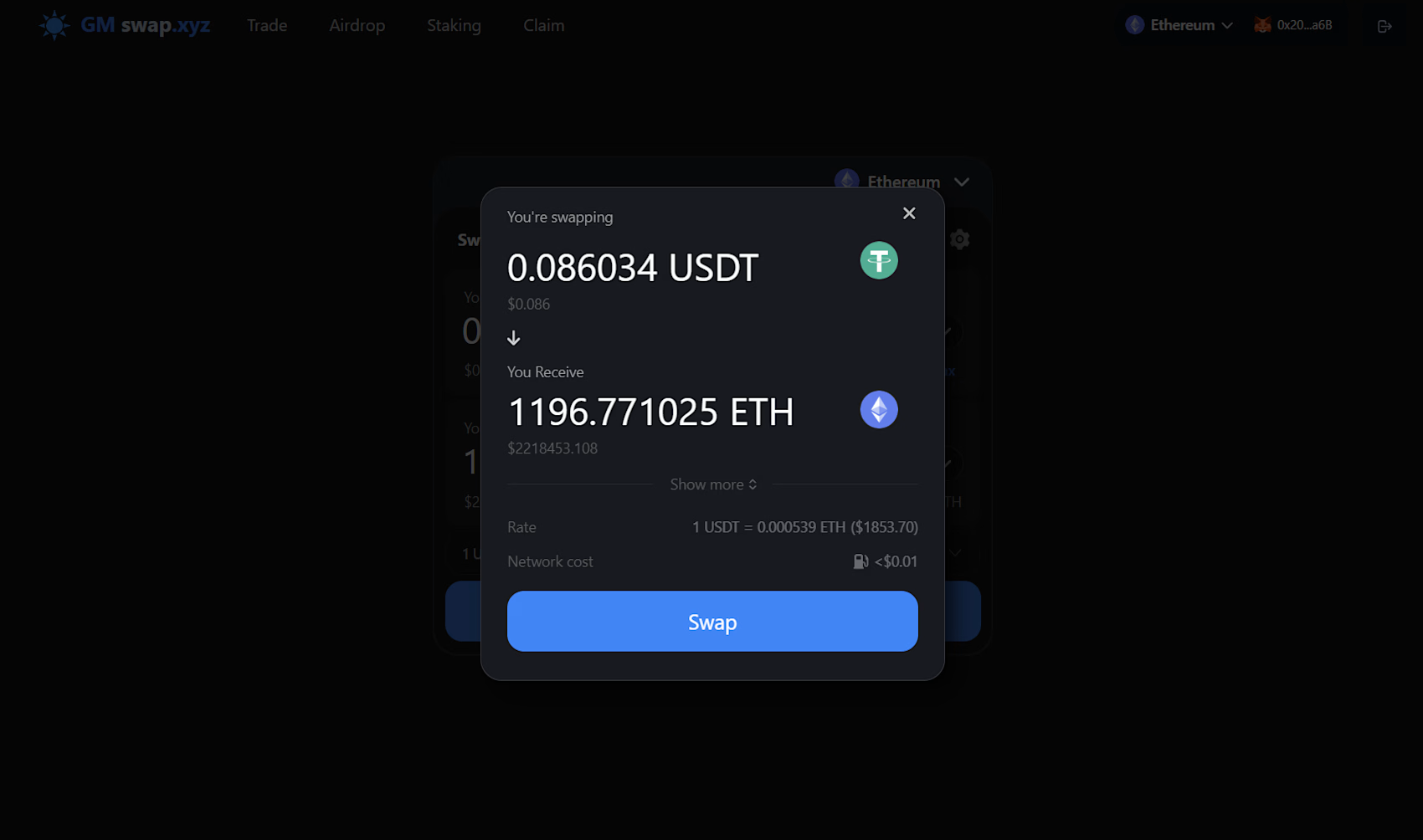ERC-20 Token Swap dApp Development | GM Swap