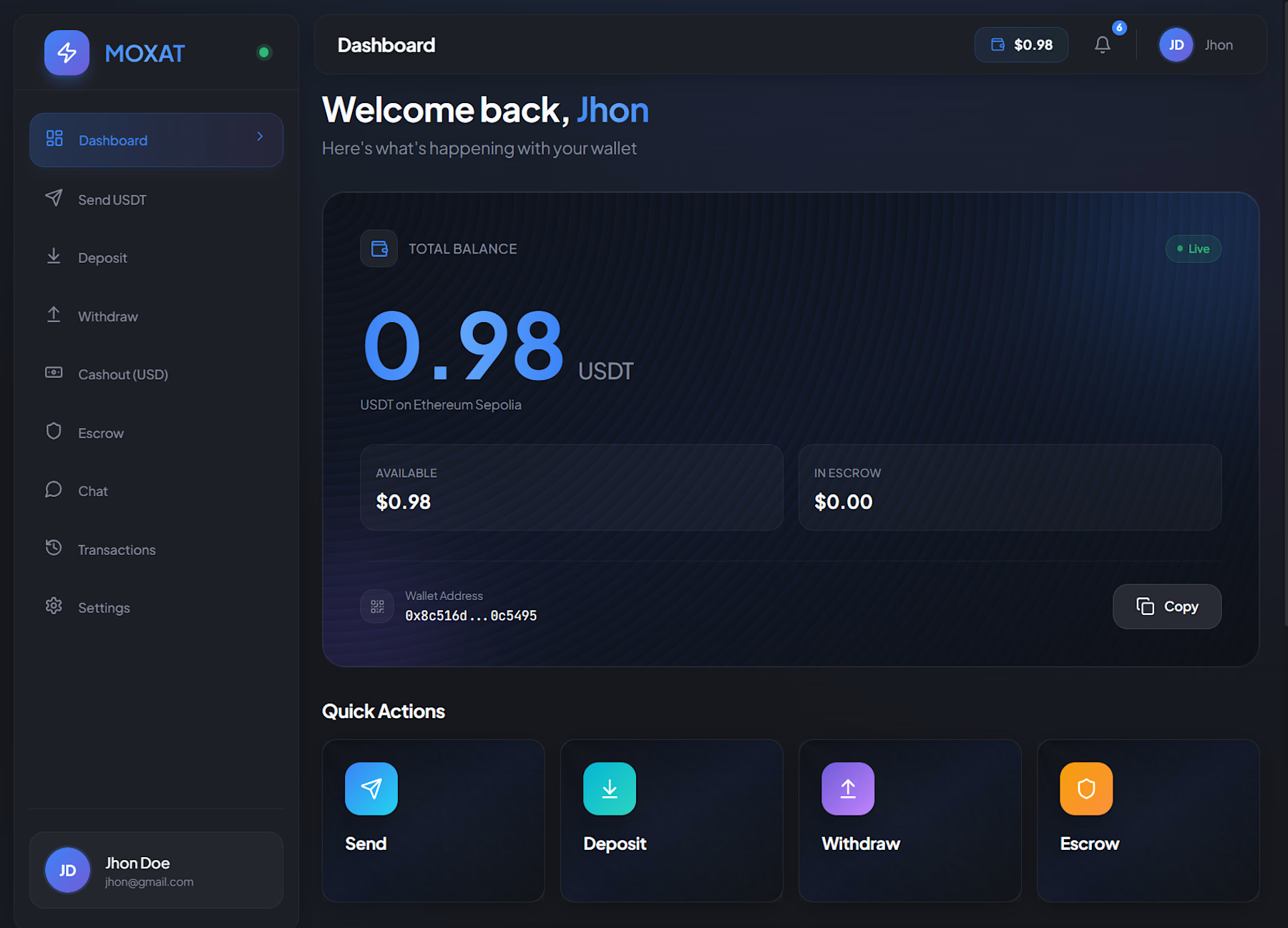 MOXAT - Multi-Wallet Blockchain Payment & Escrow System
