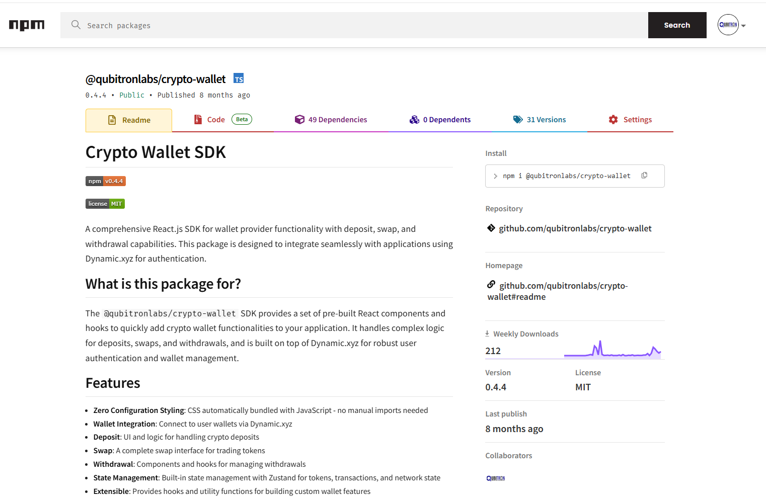 React Crypto Wallet SDK Development | Qubitron Labs